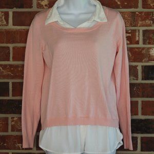 Faded Glory Women's Small Pink Twofer Sweater
